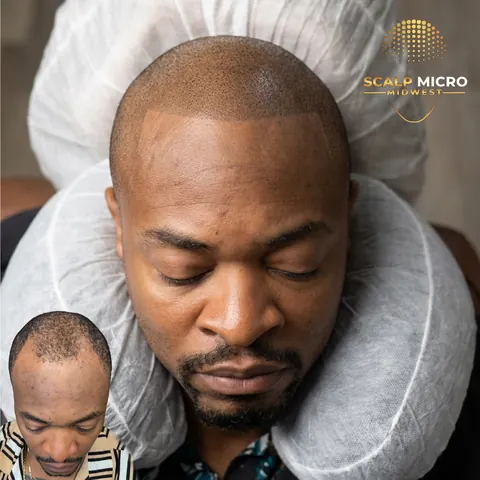 Scalp micropigmentation before and after — full scalp